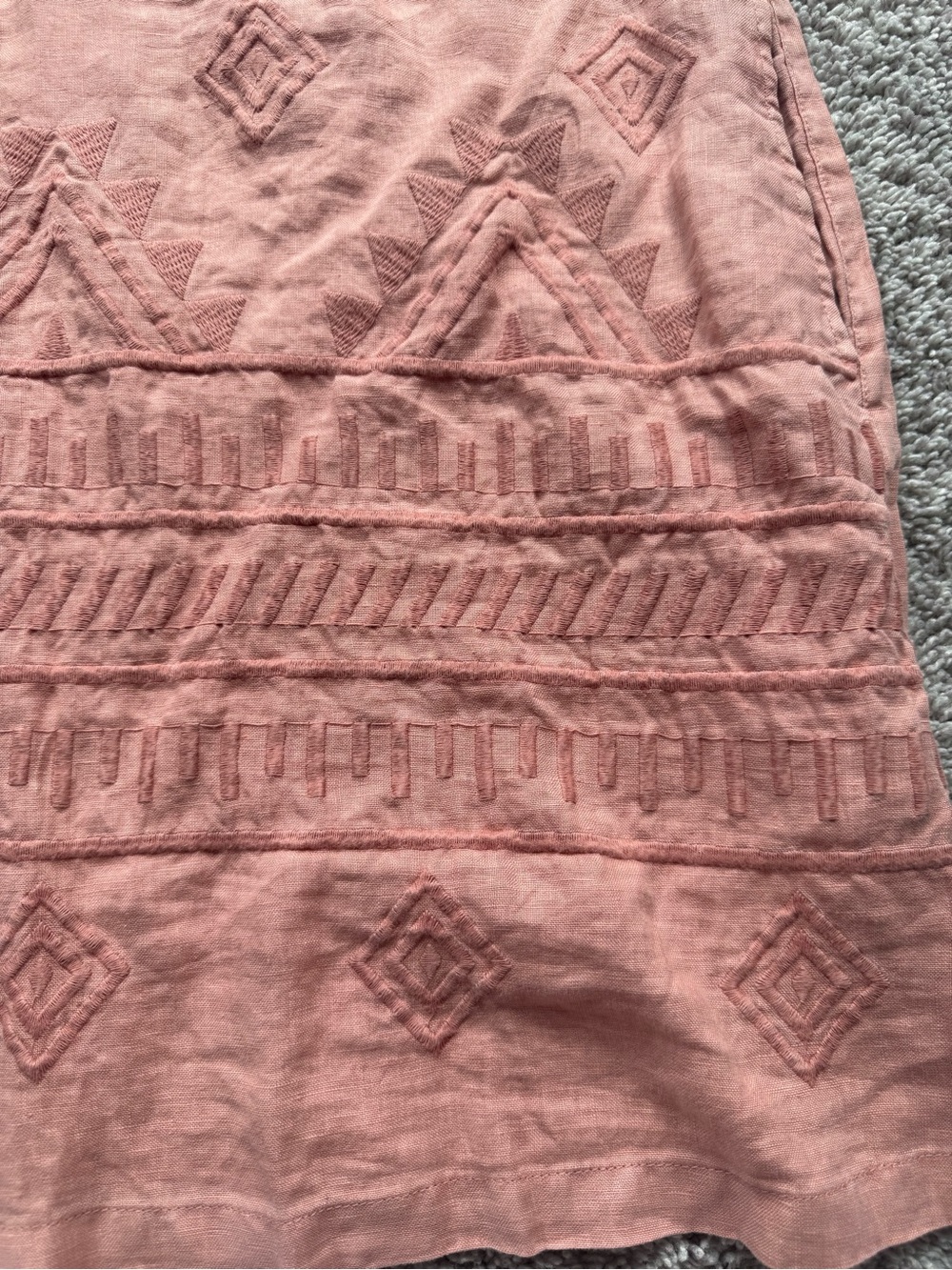 Boho Embroidered Sleeveless Linen Dress - Dusty Rose - Picture 2 of 5